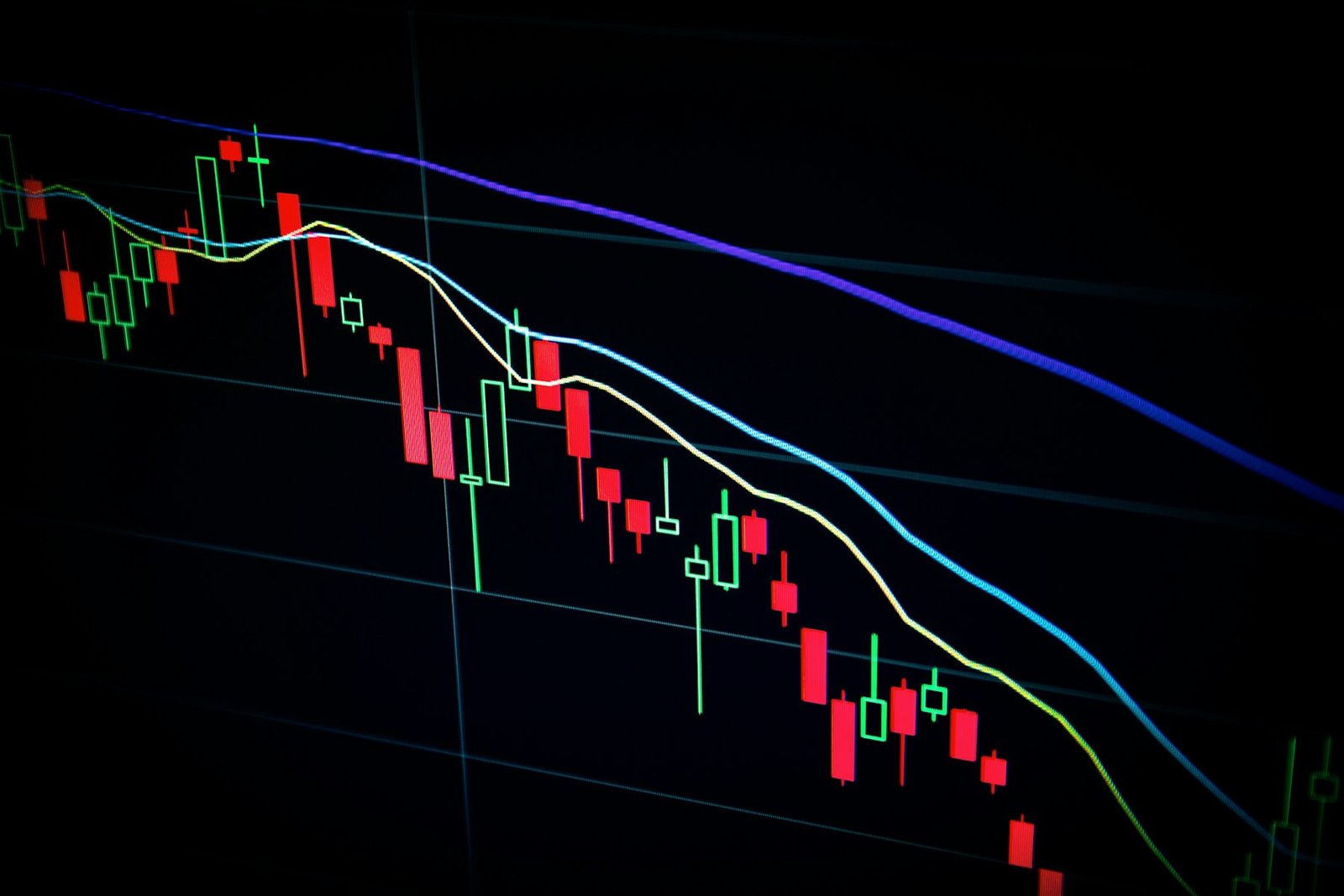 A chart on a screen showing market movement